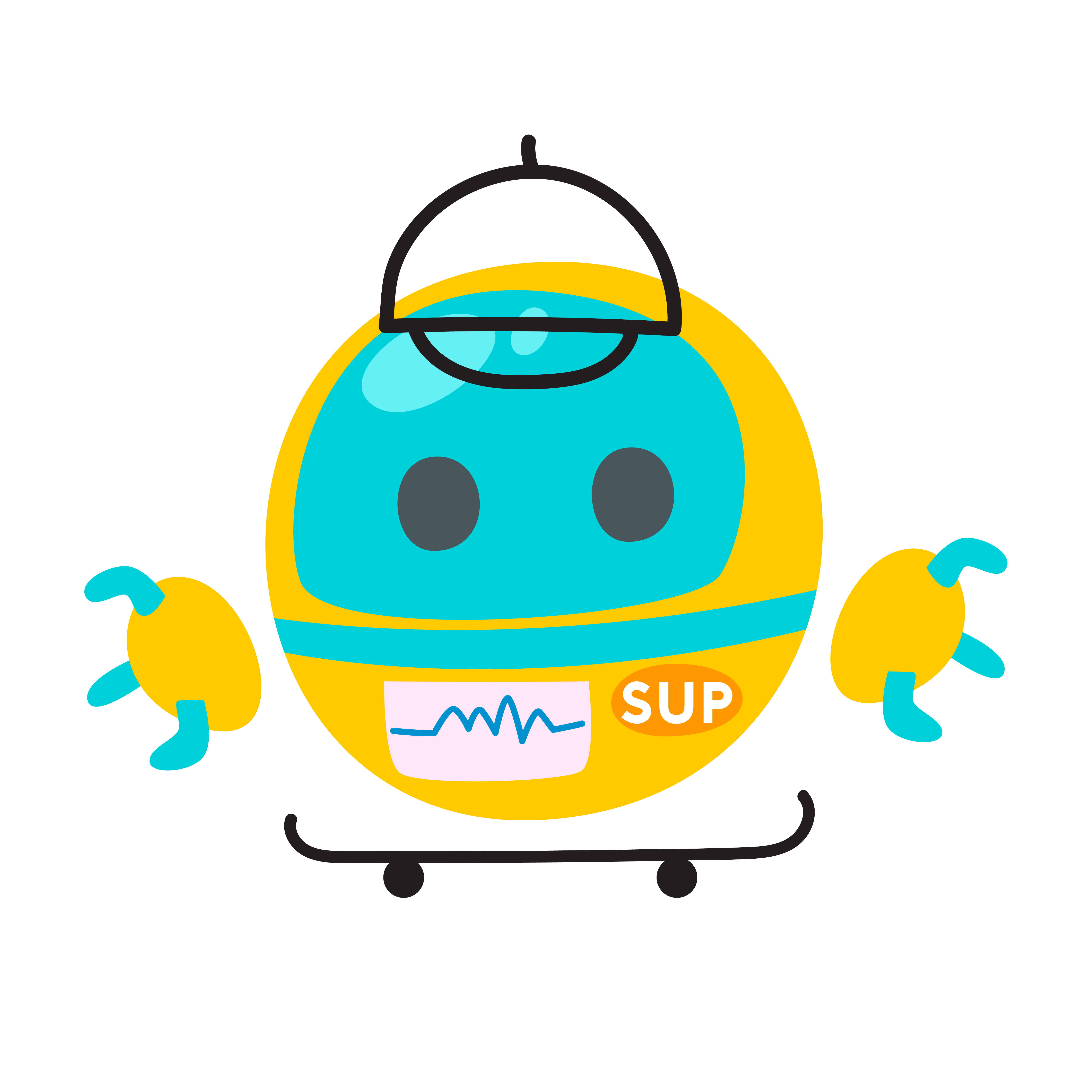 SUP yellow racing mascot